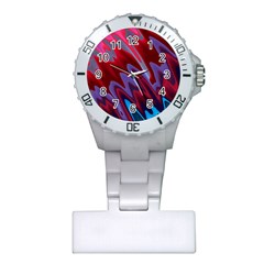 Red Blue Zig Zag Waves Pattern Plastic Nurses Watch