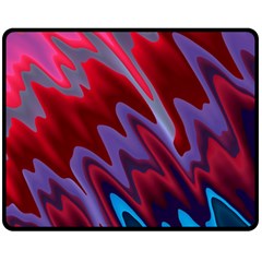 Red Blue Zig Zag Waves Pattern Double Sided Fleece Blanket (Medium) 