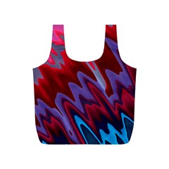 Red Blue Zig Zag Waves Pattern Full Print Recycle Bag (S)