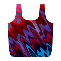 Red Blue Zig Zag Waves Pattern Full Print Recycle Bag (L)