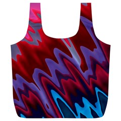 Red Blue Zig Zag Waves Pattern Full Print Recycle Bag (XL)