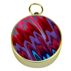 Red Blue Zig Zag Waves Pattern Gold Compasses