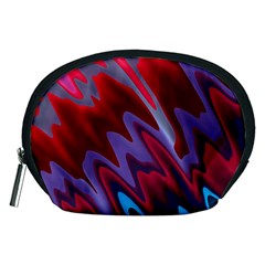 Red Blue Zig Zag Waves Pattern Accessory Pouch (Medium)