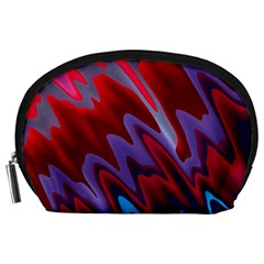 Red Blue Zig Zag Waves Pattern Accessory Pouch (Large)