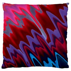 Red Blue Zig Zag Waves Pattern Large Flano Cushion Case (One Side)