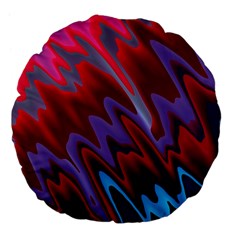 Red Blue Zig Zag Waves Pattern Large 18  Premium Flano Round Cushions