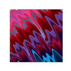 Red Blue Zig Zag Waves Pattern Small Satin Scarf (Square)