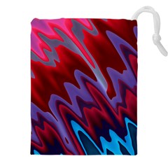 Red Blue Zig Zag Waves Pattern Drawstring Pouch (5XL)