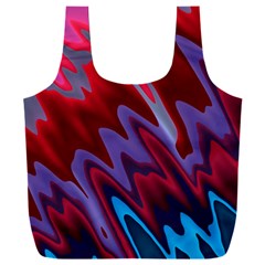 Red Blue Zig Zag Waves Pattern Full Print Recycle Bag (XXL)