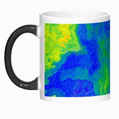 Neon Green Blue Grunge Texture Pattern Morph Mugs by SpinnyChairDesigns