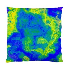 Neon Green Blue Grunge Texture Pattern Standard Cushion Case (one Side) by SpinnyChairDesigns