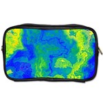 Neon Green Blue Grunge Texture Pattern Toiletries Bag (One Side) Front