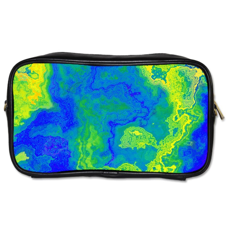 Neon Green Blue Grunge Texture Pattern Toiletries Bag (One Side)