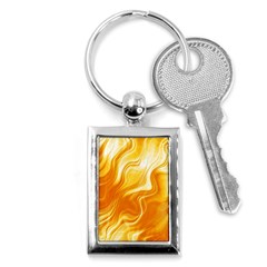 Gold Flames Pattern Key Chain (rectangle) by SpinnyChairDesigns