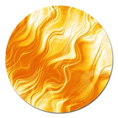 Gold Flames Pattern Magnet 5  (round) by SpinnyChairDesigns