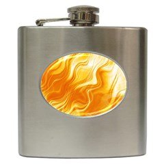 Gold Flames Pattern Hip Flask (6 Oz) by SpinnyChairDesigns