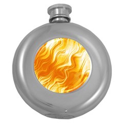 Gold Flames Pattern Round Hip Flask (5 Oz) by SpinnyChairDesigns