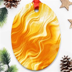 Gold Flames Pattern Oval Ornament (two Sides) by SpinnyChairDesigns