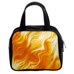 Gold Flames Pattern Classic Handbag (two Sides) by SpinnyChairDesigns