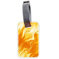 Gold Flames Pattern Luggage Tag (two Sides) by SpinnyChairDesigns