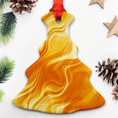 Gold Flames Pattern Christmas Tree Ornament (two Sides) by SpinnyChairDesigns