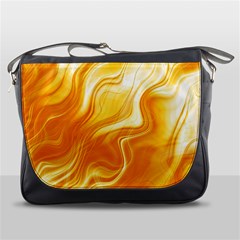 Gold Flames Pattern Messenger Bag by SpinnyChairDesigns