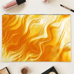 Gold Flames Pattern Cosmetic Bag (xxl) by SpinnyChairDesigns