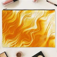 Gold Flames Pattern Cosmetic Bag (xxxl) by SpinnyChairDesigns