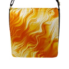 Gold Flames Pattern Flap Closure Messenger Bag (l)