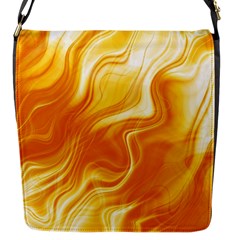 Gold Flames Pattern Flap Closure Messenger Bag (s) by SpinnyChairDesigns