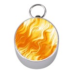 Gold Flames Pattern Mini Silver Compasses Front