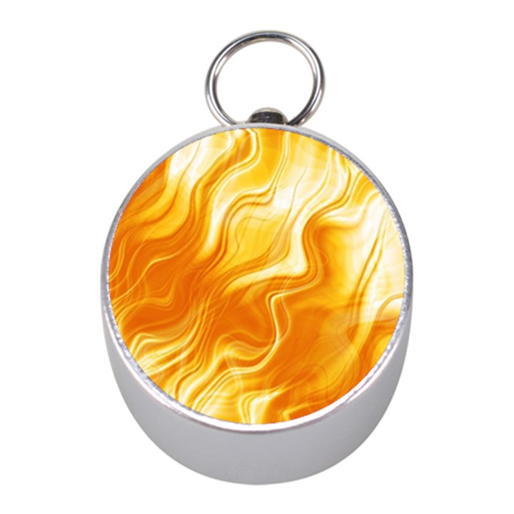 Gold Flames Pattern Mini Silver Compasses