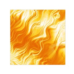 Gold Flames Pattern Small Satin Scarf (square) by SpinnyChairDesigns