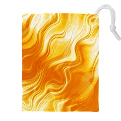 Gold Flames Pattern Drawstring Pouch (5xl) by SpinnyChairDesigns