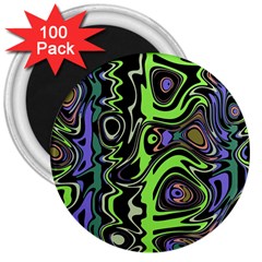 Green And Black Abstract Pattern 3  Magnets (100 Pack) by SpinnyChairDesigns