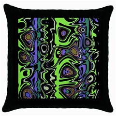 Green And Black Abstract Pattern Throw Pillow Case (black) by SpinnyChairDesigns