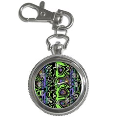 Green And Black Abstract Pattern Key Chain Watches by SpinnyChairDesigns