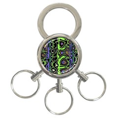 Green And Black Abstract Pattern 3-ring Key Chain by SpinnyChairDesigns