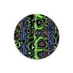 Green and Black Abstract Pattern Rubber Coaster (Round)  Front