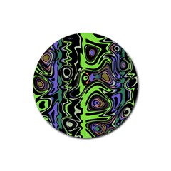 Green And Black Abstract Pattern Rubber Round Coaster (4 Pack)  by SpinnyChairDesigns