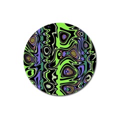 Green And Black Abstract Pattern Magnet 3  (round) by SpinnyChairDesigns