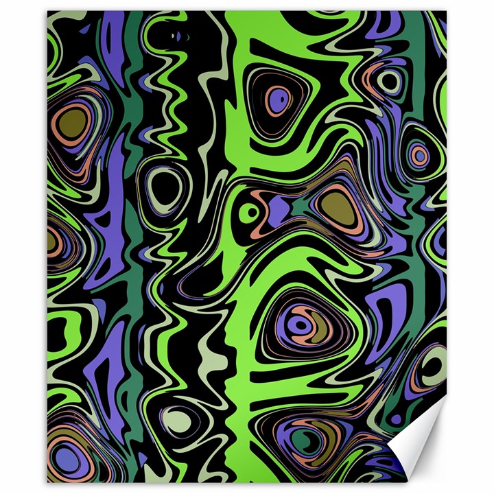 Green and Black Abstract Pattern Canvas 20  x 24 