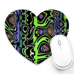 Green And Black Abstract Pattern Heart Mousepads by SpinnyChairDesigns