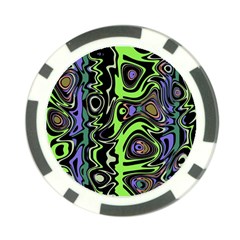 Green And Black Abstract Pattern Poker Chip Card Guard by SpinnyChairDesigns