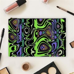 Green And Black Abstract Pattern Cosmetic Bag (large) by SpinnyChairDesigns