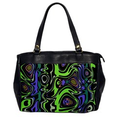 Green And Black Abstract Pattern Oversize Office Handbag by SpinnyChairDesigns