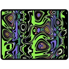 Green And Black Abstract Pattern Fleece Blanket (large)  by SpinnyChairDesigns