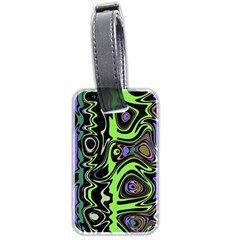 Green And Black Abstract Pattern Luggage Tag (two Sides) by SpinnyChairDesigns