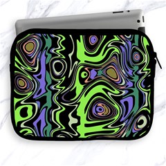 Green And Black Abstract Pattern Apple Ipad 2/3/4 Zipper Cases by SpinnyChairDesigns