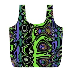 Green And Black Abstract Pattern Full Print Recycle Bag (l) by SpinnyChairDesigns